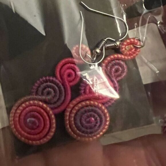 Pink/Purple Drop Earrings - Picture 3 of 3